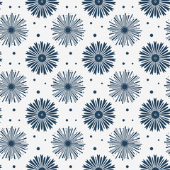 Seamless pattern with dark blue circles. Light background