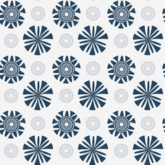 Seamless pattern with patterned circles on a light background. Circles of different sizes