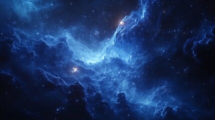 Fototapeta premium A Digital Blue Abstract Landscape with Glowing Particles.