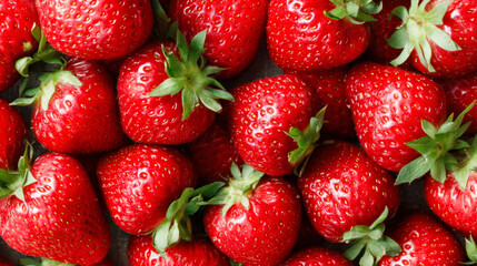 Fresh strawberries piled in vibrant colors showcasing summer harvest
