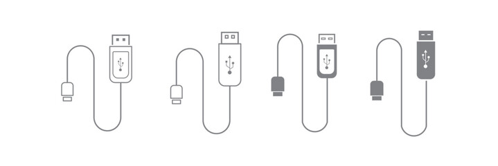 usb cable silhouette icon vector illustration