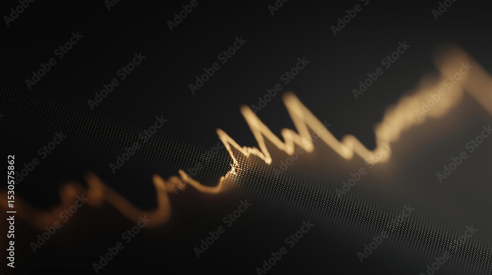 Poster close-up of a waveform on a black background. the waveform is made up of thin, wavy lines that form 
