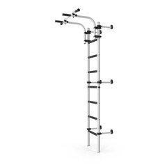 Wall-mounted pull-up bar with fitness ladder isolated on transparent background