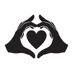Fototapeta premium Hands Holding Heart Vector – Caring Hands Silhouette & Love Symbol Design