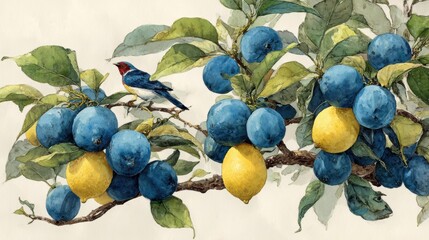 Watercolor Lemon tree branches seamless border,lemon set On a white background,Summer citrus fruit,Juicy colors,Hand drawn lemon set,Botanical illustration collection,Whole lemons,banner menu drink.