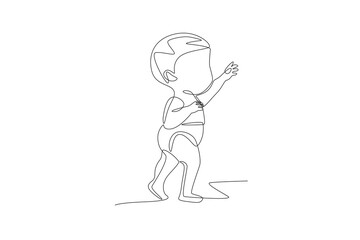 Child first step concept one-line drawing