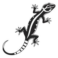 Detailed black and white lizard art is visible, showing scales and claws clearly
