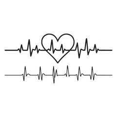 Heartbeat Cardiogram Vector – Medical Heart Pulse & Rhythm Line Illustration