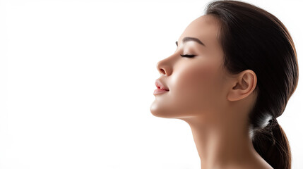 Fototapeta premium Serene Woman with Closed Eyes Embracing Calmness