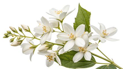 Obraz premium Stock photo of jasmine flowers white petals floral design element background for wedding invitation card