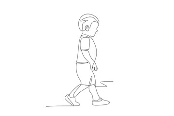 Child first step concept one-line drawing