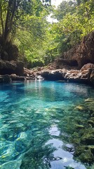 Naklejka premium Clear blue water in a secluded tropical beach.