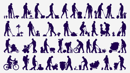 Gardener Silhouettes Vector Pack – People Gardening, Landscaping, and Outdoor Chores Icons Set