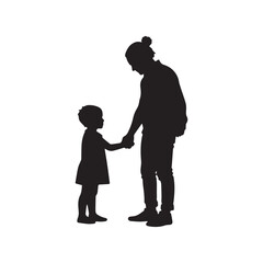 A Tender Bond: A silhouette image captures the tender moment as a parent lovingly holds a child's hand, symbolizing the unwavering bond of family love and care.
