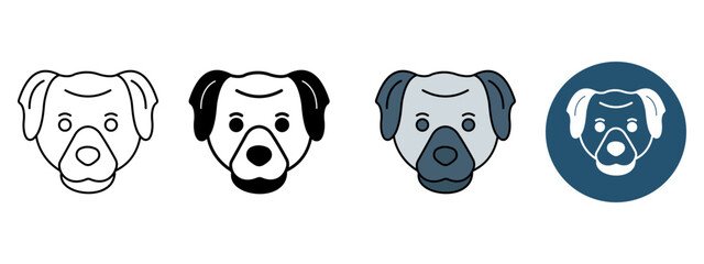 Foxhound Head Icon Set – Line, Glyph, Flat, and Background Styles