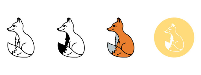 Fox Head Icon Set – Line, Glyph, Flat, and Background Styles