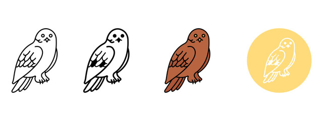 Owl Head Icon Set – Line, Glyph, Flat, and Background Styles