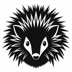 Porcupine Head Silhouette Illustration on a White Background Ideal for Wildlife Nature or Animal Themed Designs and Creative Projects