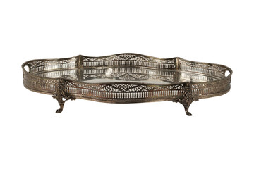 antique silver tray isolated  Vintage European Silver Plated 