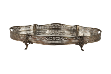 antique silver tray isolated  Vintage European Silver Plated 