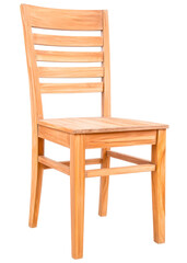 Simple wooden chair on a white background showcasing minimalist design and craftsmanship