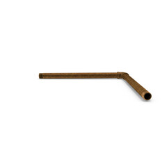 Rustic Brass Pipe with 90 Degree Elbow Joint Isolated on Transparent Background