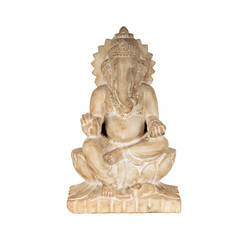 buddha statue isolated on white  Antique Indian Hand Carved of Stone Garnesh Figurine