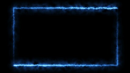 The glare of lightning.Abstract Neon Line Loop Color Blue Bright flickering lightning effect,...