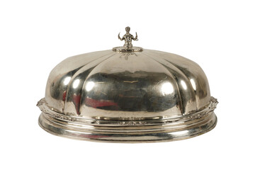 service bell isolated on white  19th century silver plated charger cover