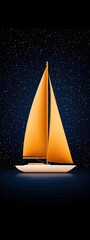 Golden Sailboat Under a Starry Night Sky