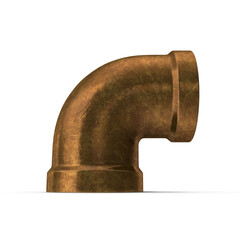 Rustic Brass 90 Degree Elbow Pipe Fitting Isolated on Transparent Background