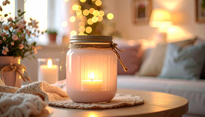 Charming Pastel Saving Jar Surrounded by Cozy Home Ambiance