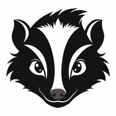 Skunk Head Silhouette Illustration on White Background for Banner or Advertisement Design Animal Graphic for Print or Digital Use
