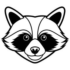 Raccoon Head Line Art Illustration A Detailed Black and White Drawing on a Clean White Background for Creative Projects