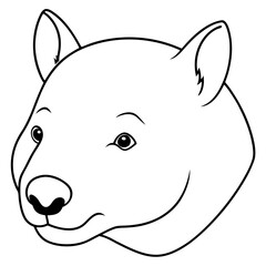 Wombat Head Line Art Illustration on White Background for Banner or Advertisement Design with Simple Black and White Drawing