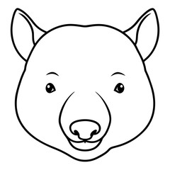 Wombat Head Line Art Illustration on White Background for Banner or Advertisement Design Featuring Simple Black and White Graphics