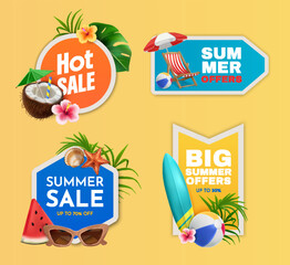 Realistic Summer Sales Sticker Collection