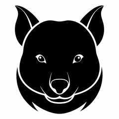 Wombat Head Silhouette Illustration on White Background for Banner or Advertisement Design with Simple Black and White Animal Graphic