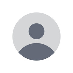 User profile icon with a gray circular design and person silhouette