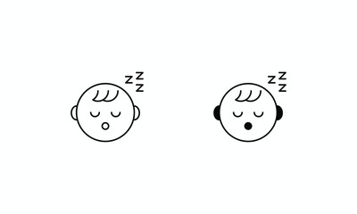 Sleeping Baby icons set Line and Glyph black vector icon stock illustration