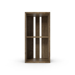 Dark Wooden Shelf Unit with Two Compartments Isolated on Transparent Background