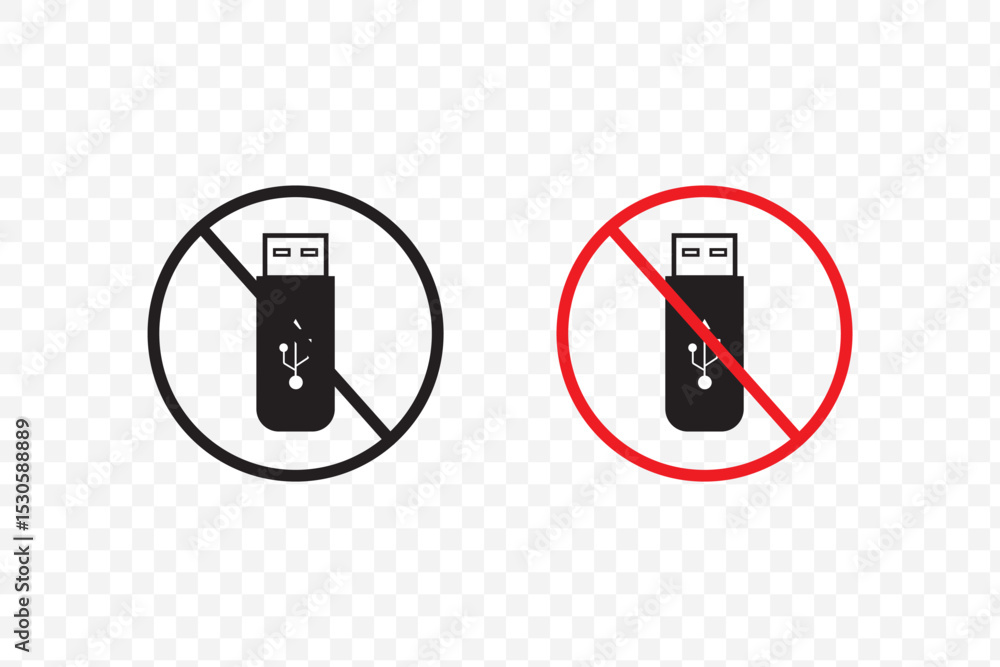 Poster no usb flash drive sign vector vector set for ui designs