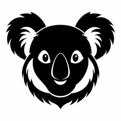 Koala Head Silhouette Design for Banner or Advertisement with Black and White Colors on a White Background for Various Projects