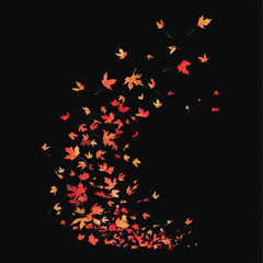  Falling autumn leaves. silhouette illustration