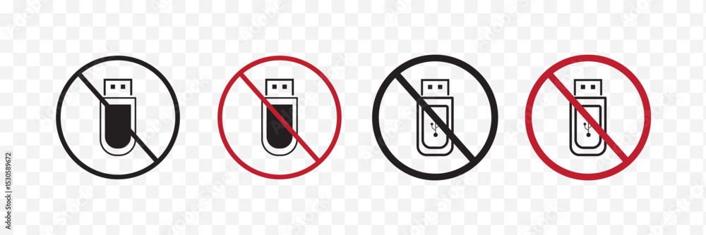 Poster no usb flash drive sign vector vector set for ui designs