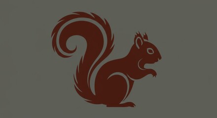 Stylized Squirrel Silhouette with Curved Tail