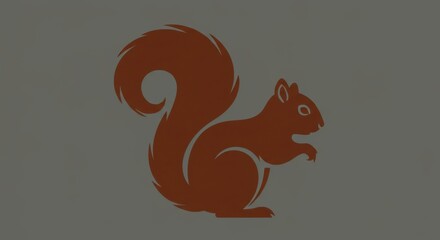Stylized Squirrel Silhouette with Curved Tail