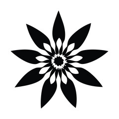 Flower icon black Flower isolated on white, vector