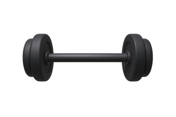 Simple, modern 3D render of a single black dumbbell.