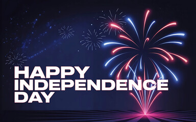 Vibrant fireworks display celebrates Happy Independence Day.